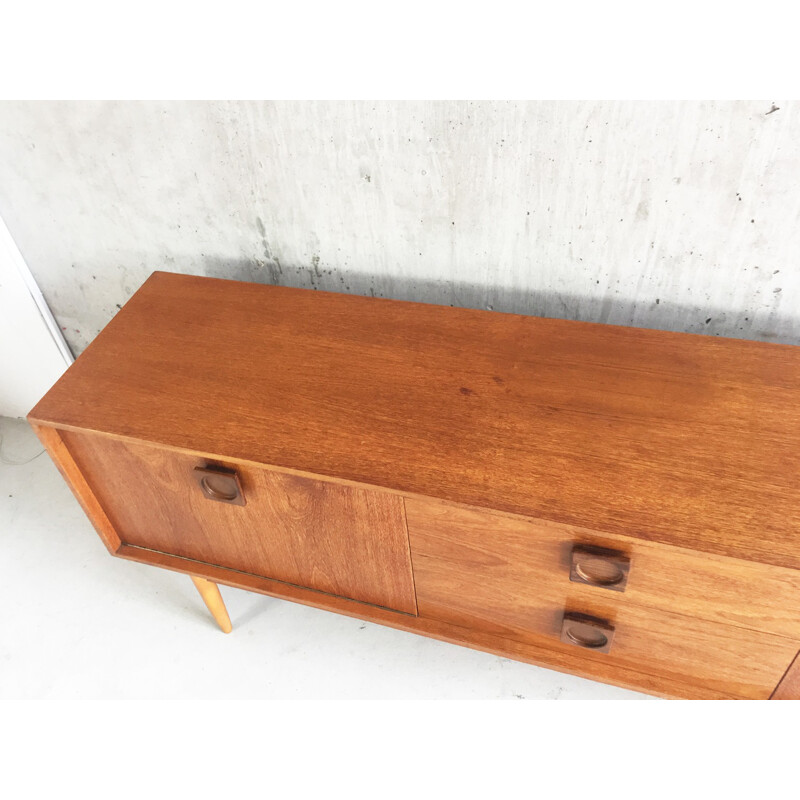 Danish modern mid-century long teak sideboard - 1970s