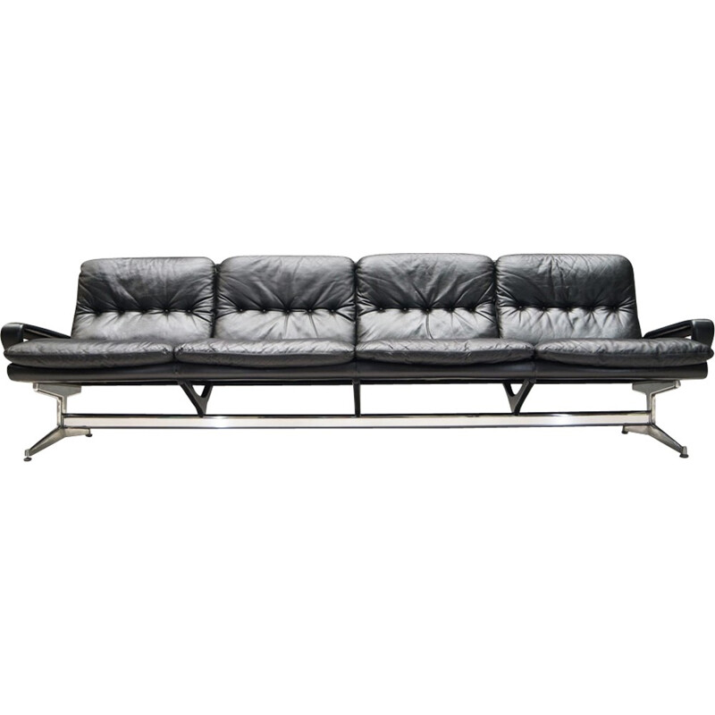 Strässle 4-seater leather King sofa by André Vandenbeuck - 1960s