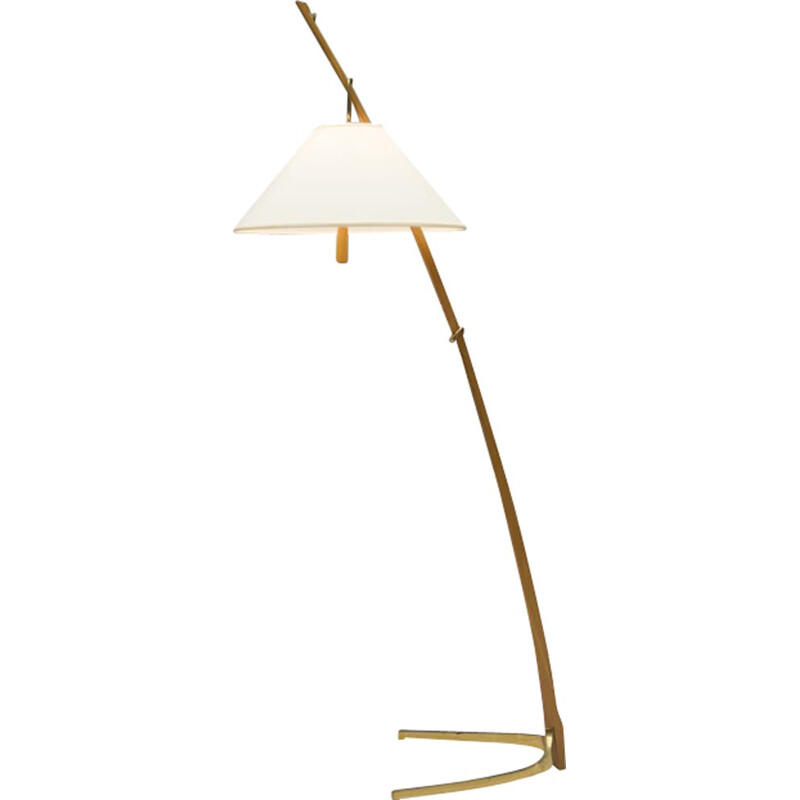Dornstab brown floor lamp in teak and brass by J.T. Kalmar - 1950s
