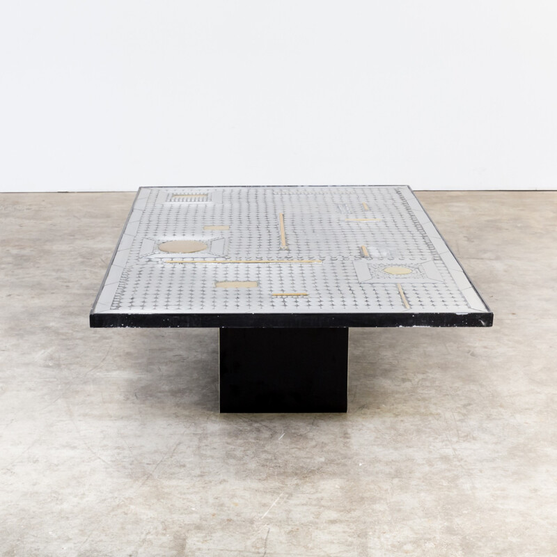 Brutalist coffee table brass metal by Raf Verjans - 1970s