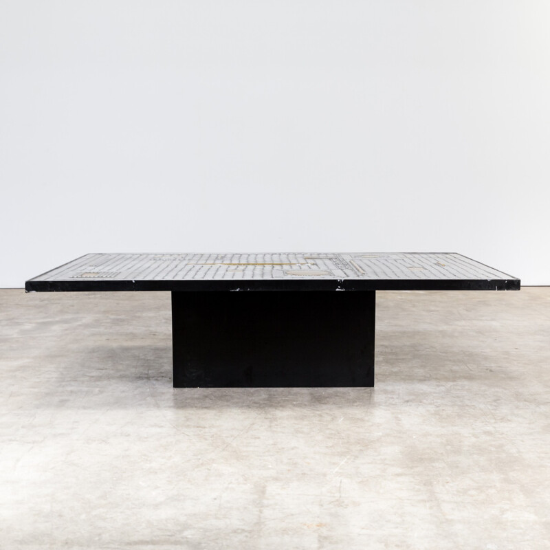 Table basse brutaliste en laiton et metal de Raf Verjans - 1970