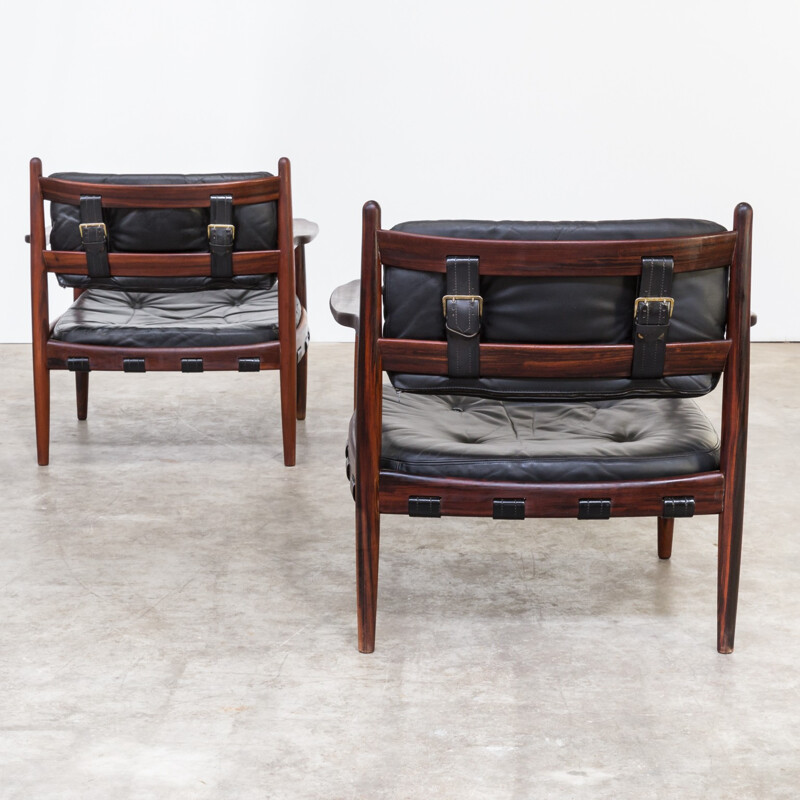 Pair of lounge rosewood and leather armchairs by Arne Norell - 1950s