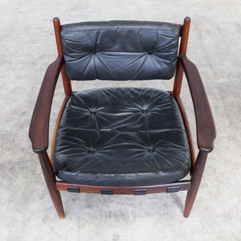 Pair of lounge rosewood and leather armchairs by Arne Norell - 1950s