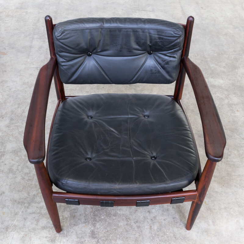 Pair of lounge rosewood and leather armchairs by Arne Norell - 1950s