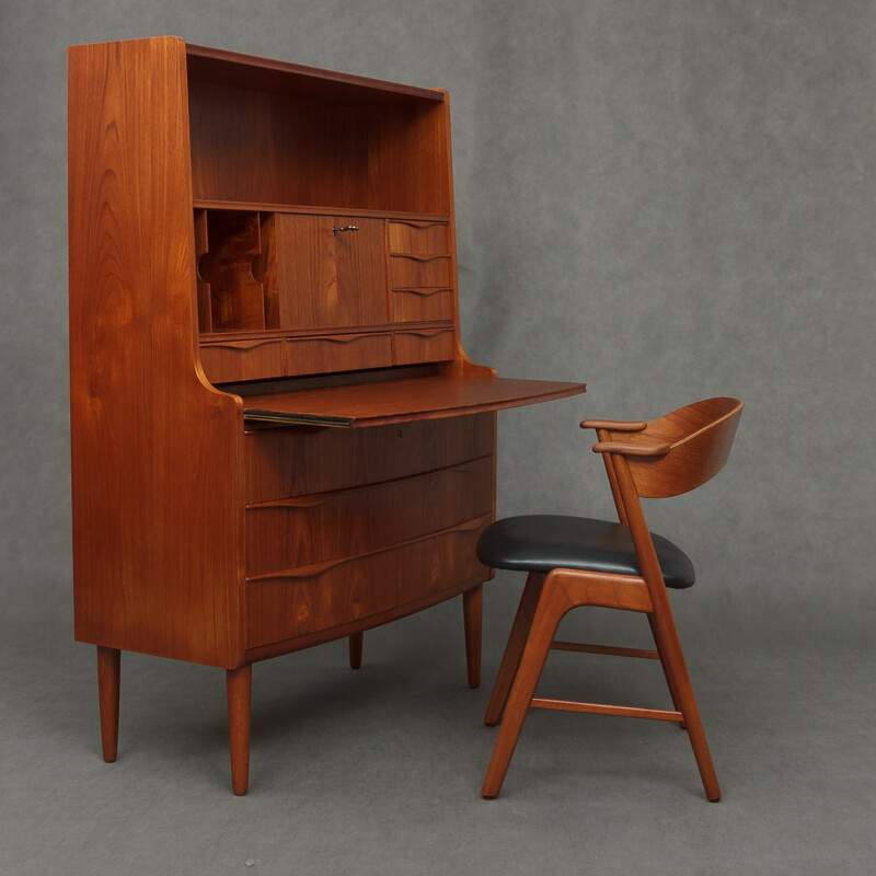 Danish teak renovated mid-century secretary desk - 1950s