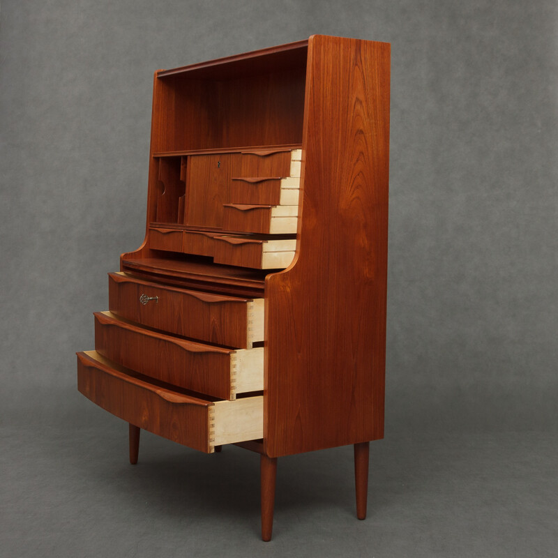 Danish teak renovated mid-century secretary desk - 1950s