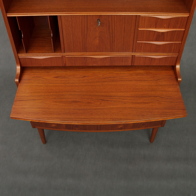 Danish teak renovated mid-century secretary desk - 1950s