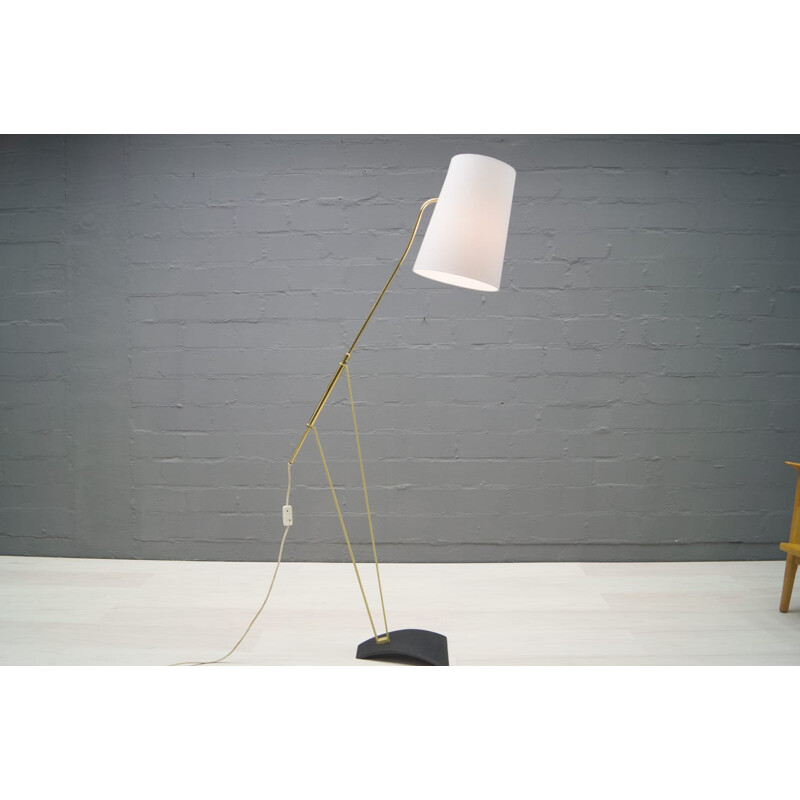 Mid-Century adjustable floor lamp with a grey shade - 1950s