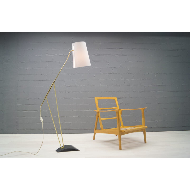 Vintage adjustable floor lamp with grey shade, Germany 1950