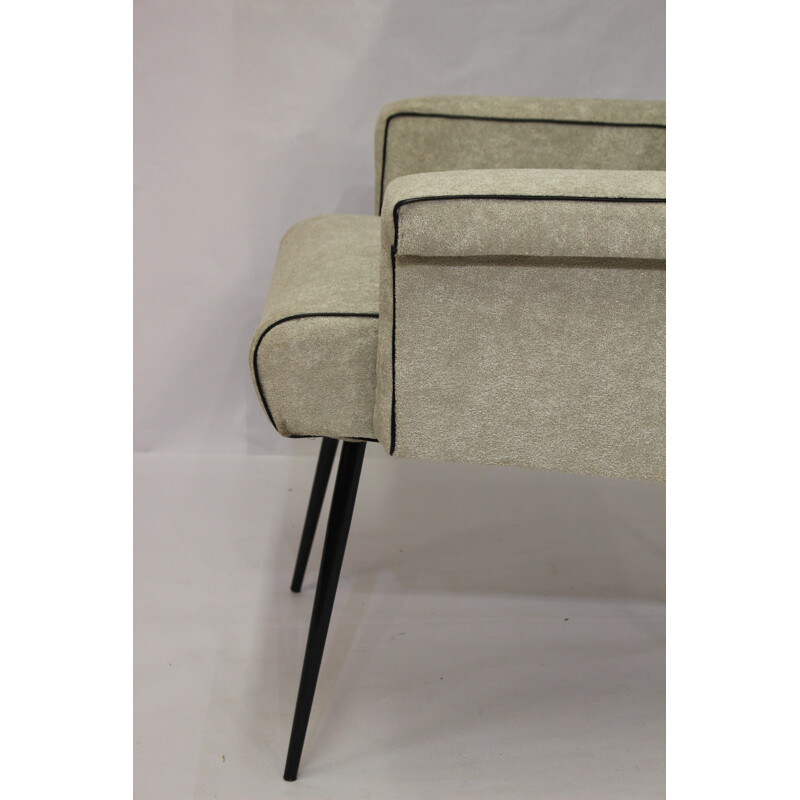 Mid century beige armchair with metal feet - 1970s