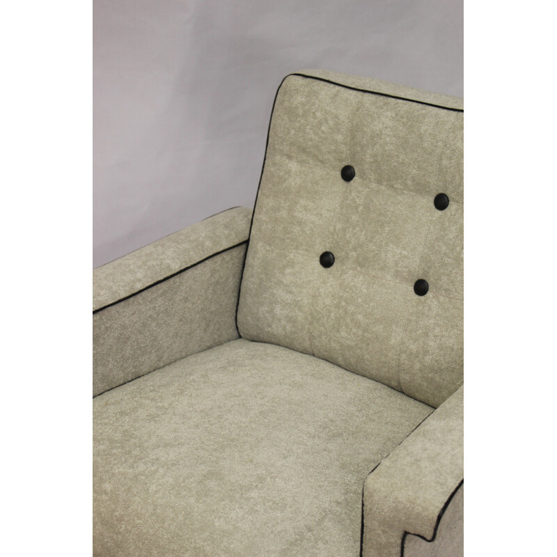 Mid century beige armchair with metal feet - 1970s