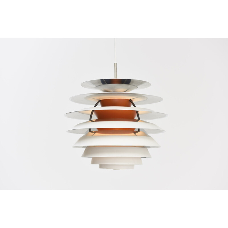 White hanging lamp in aluminium model Kontrast by Poul Henningsen for Louis Poulsen - 1960s