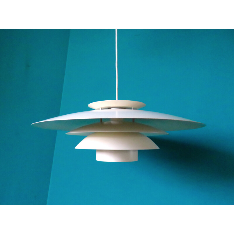 Large white hanging lamp produced by Dana Light - 1970s