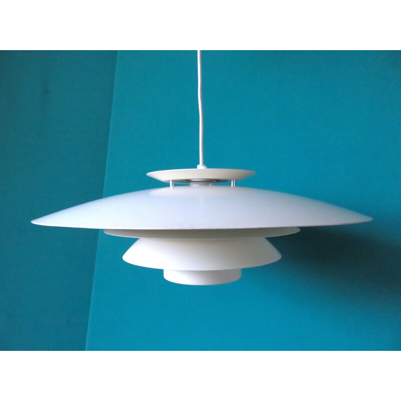Large white hanging lamp produced by Dana Light - 1970s