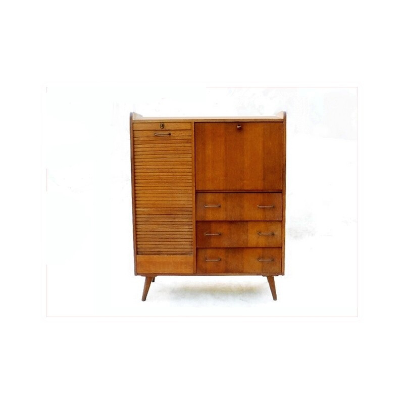 Mid-century scandinavian wooden secretary with compass legs - 1960s