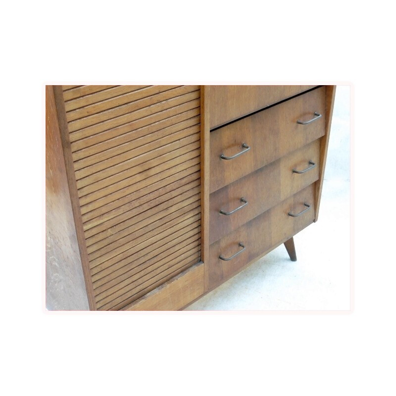 Mid-century scandinavian wooden secretary with compass legs - 1960s