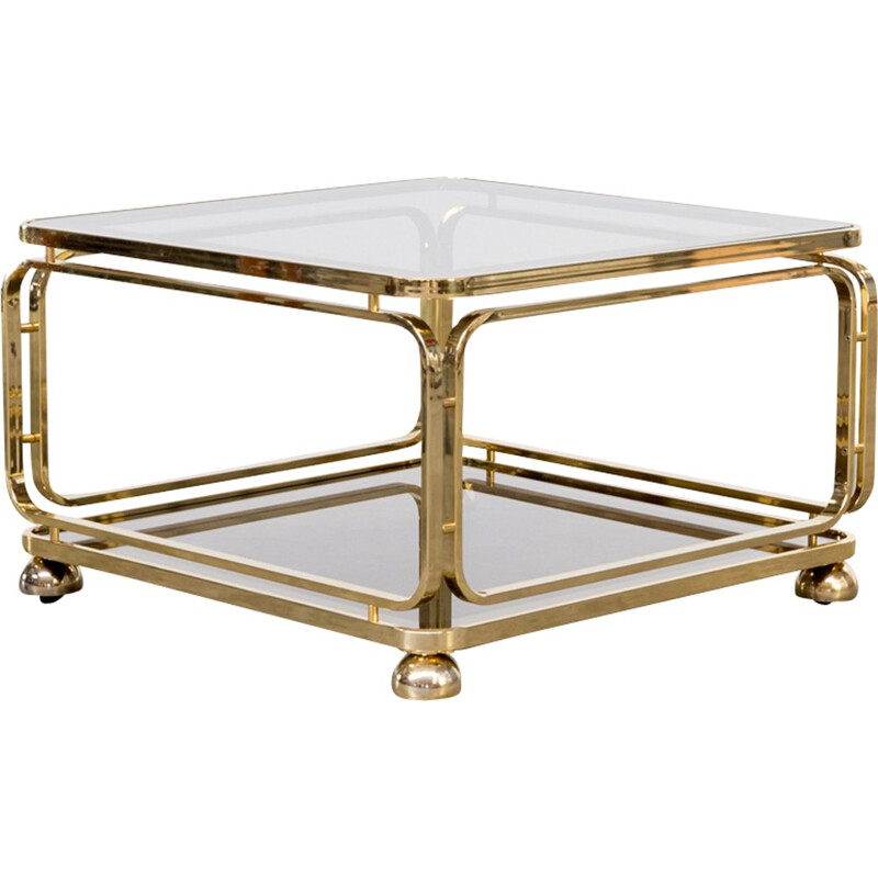 Brass and glass coffee table by Allegri - 1960s