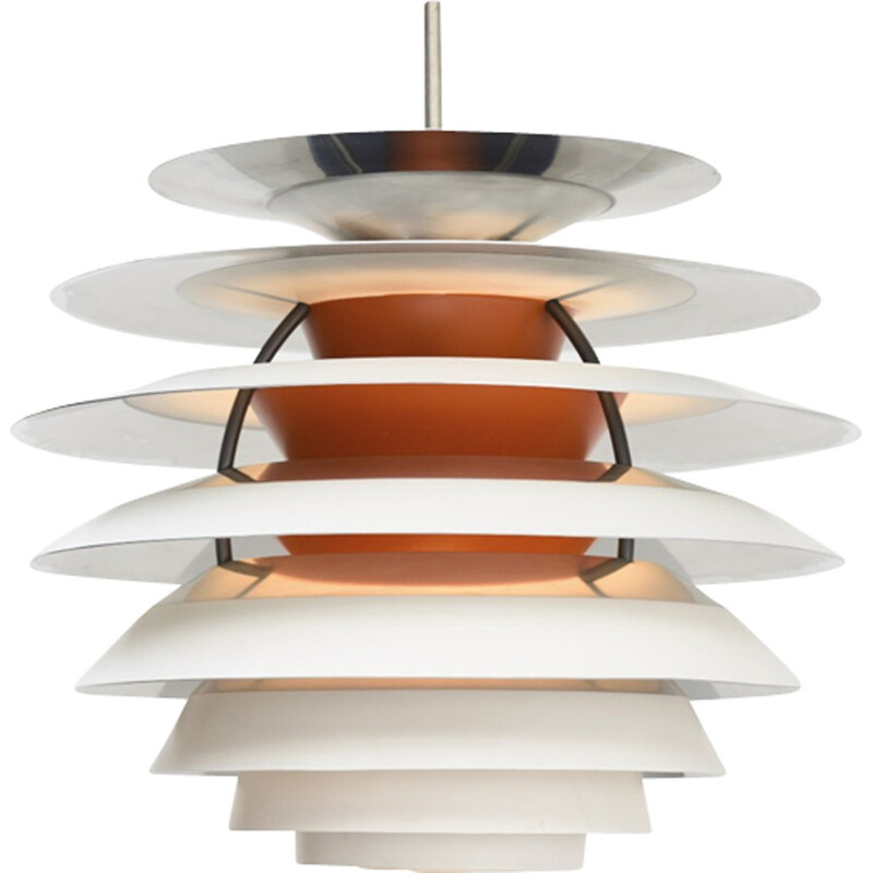 White hanging lamp in aluminium model Kontrast by Poul Henningsen for Louis Poulsen - 1960s