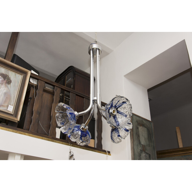 Italian Murano glass hanging Lamp from Mazzega - 1960s 