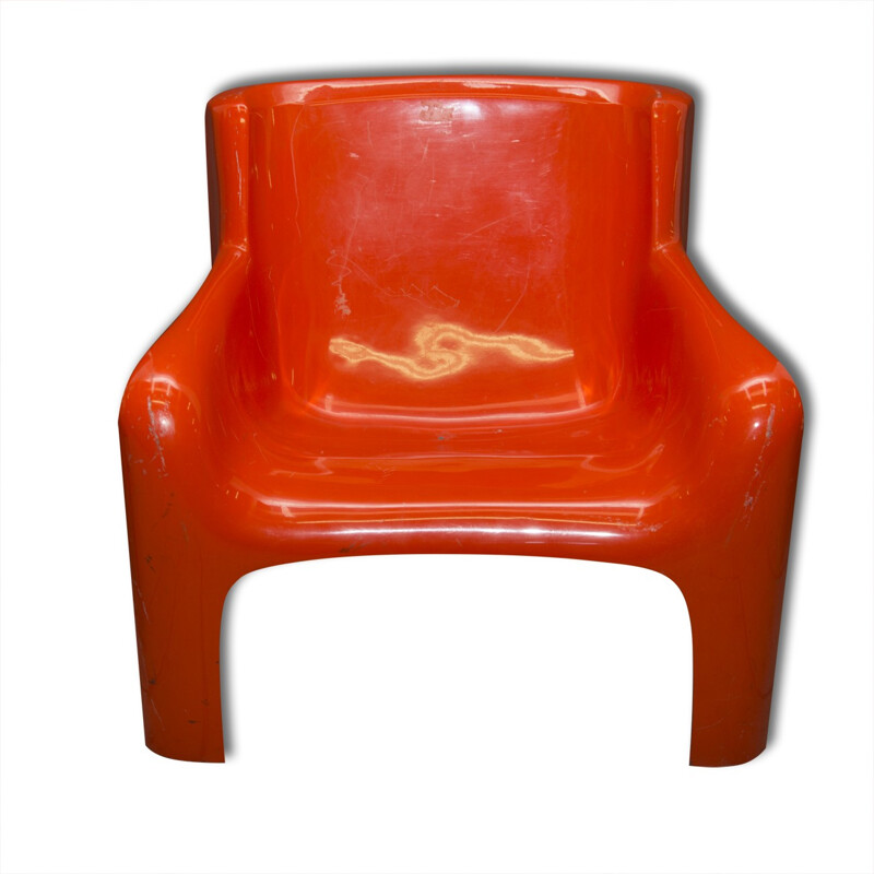 Orange Italian Gaia lounge chair by Carlo Bartoli for Arflex - 1960s 