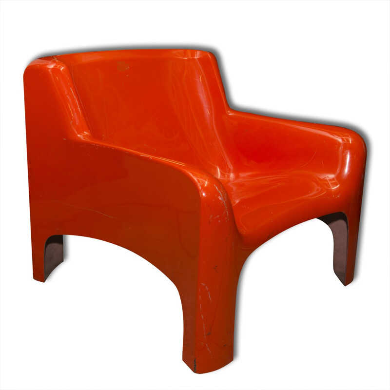 Italiaanse Gaia oranje fauteuil van Carlo Bartoli voor Arflex - 1960