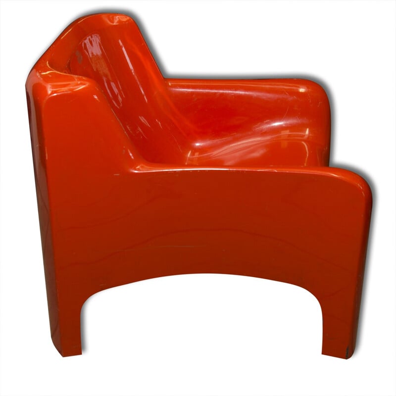 Fauteuil orange Gaia italien par Carlo Bartoli pour Arflex - 1960