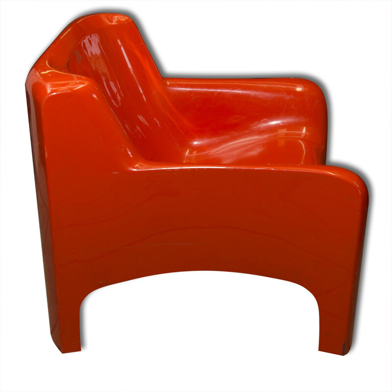 Orange Italian Gaia lounge chair by Carlo Bartoli for Arflex - 1960s 