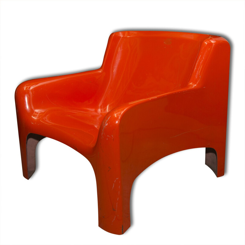 Orange Italian Gaia lounge chair by Carlo Bartoli for Arflex - 1960s 