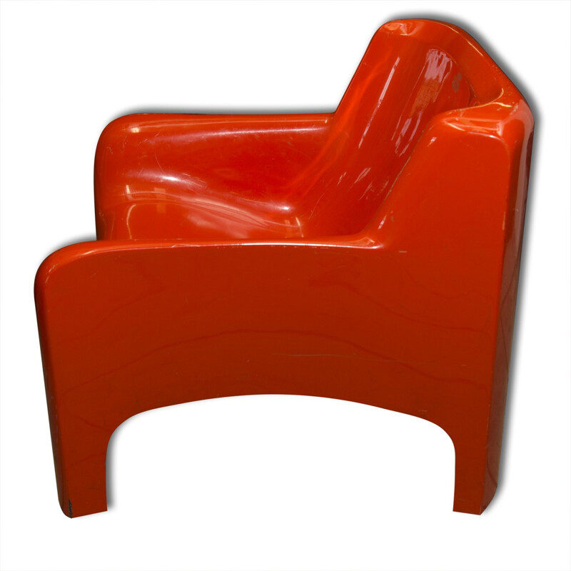 Orange Italian Gaia lounge chair by Carlo Bartoli for Arflex - 1960s 