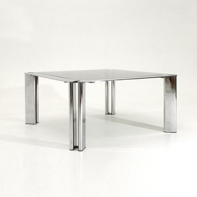 Mid-century square chromed coffee table - 1970s
