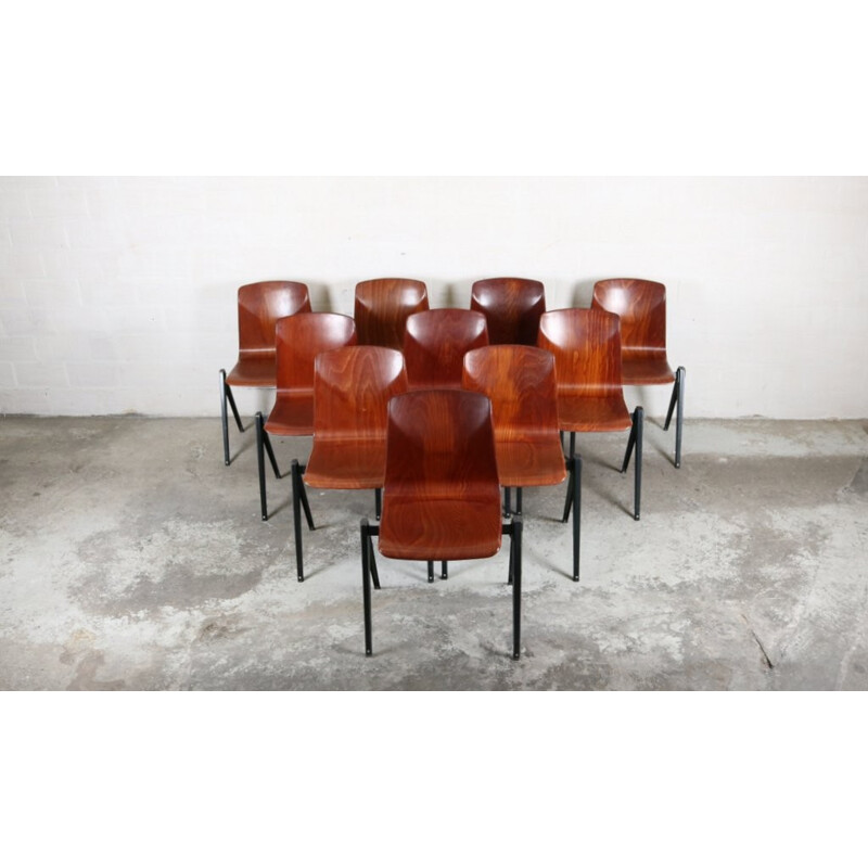 Set of 10 vintage rosewood chairs - 1960s