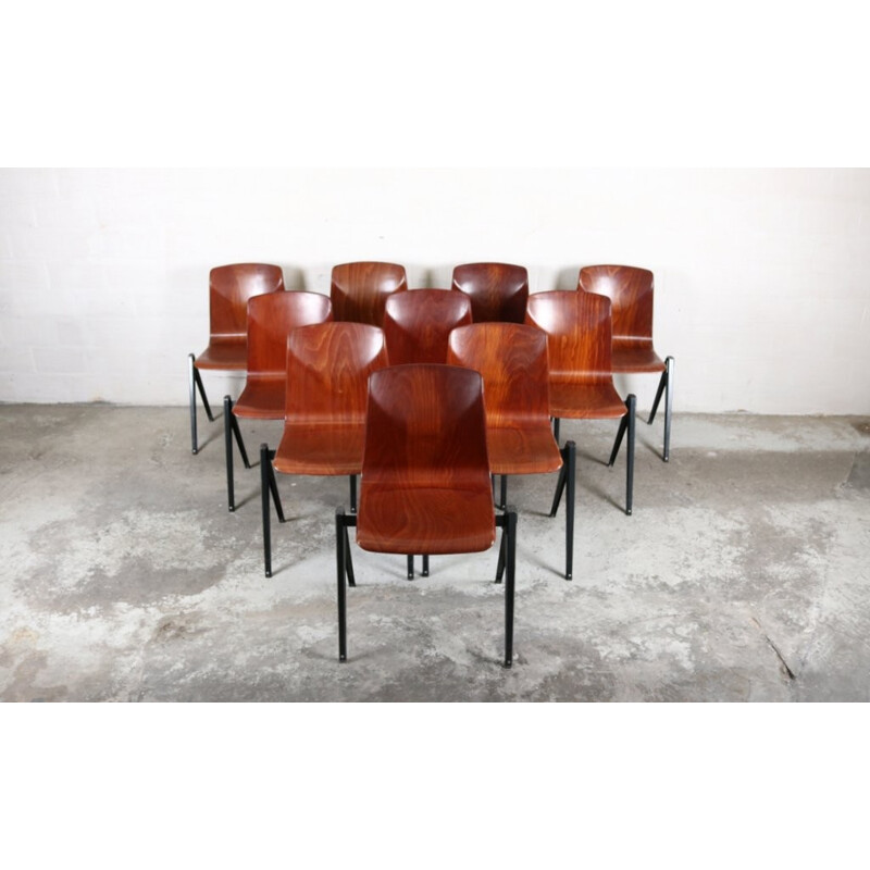 Set of 10 vintage rosewood chairs - 1960s