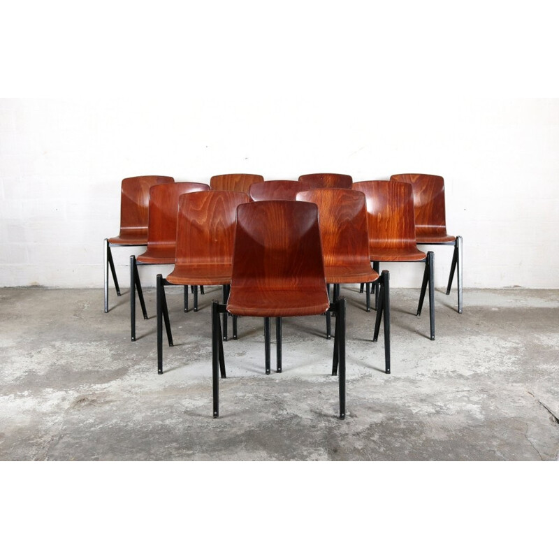 Set of 10 vintage rosewood chairs - 1960s