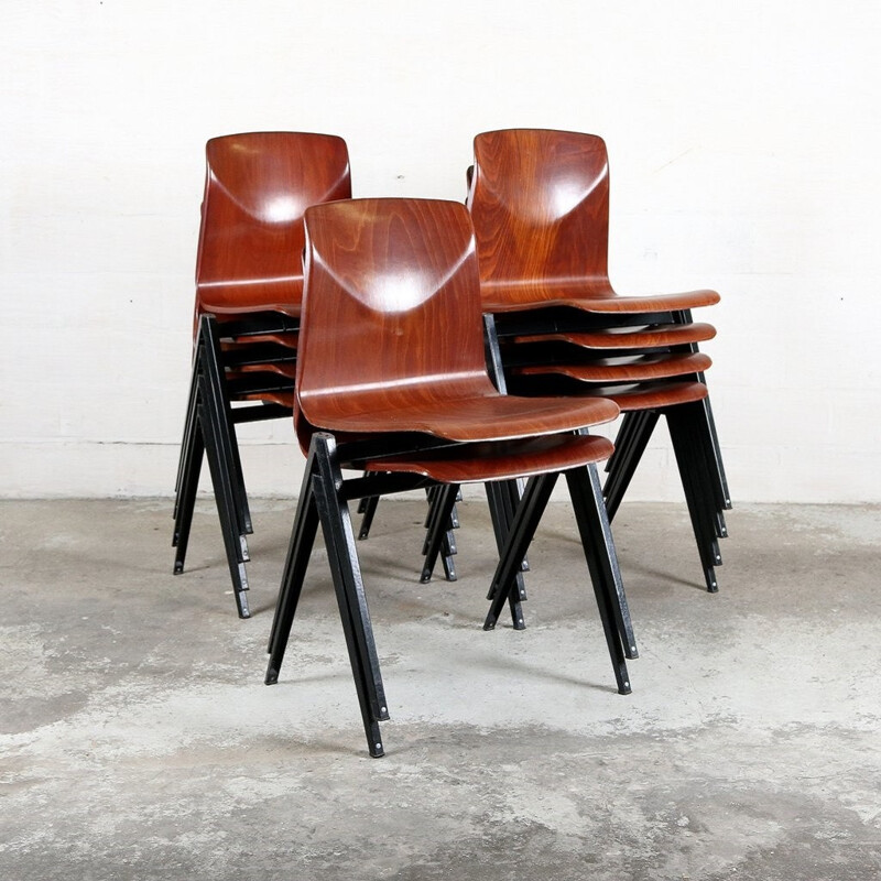 Set of 10 vintage rosewood chairs - 1960s