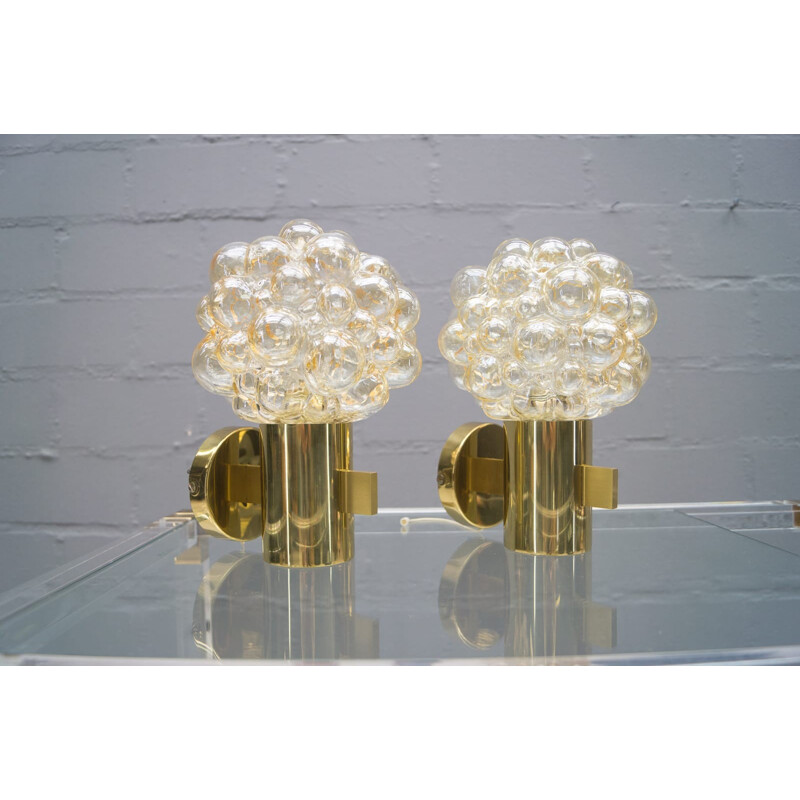 Golden bubble glass wall lamps by Helena Tynell for Limburg - 1960s