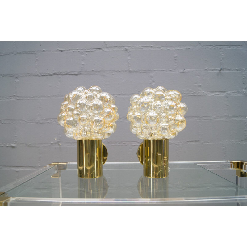 Golden bubble glass wall lamps by Helena Tynell for Limburg - 1960s