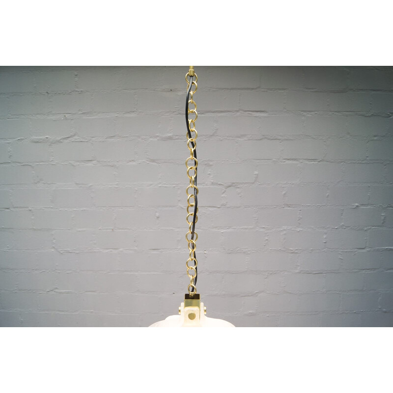 Vintage Murano glass and brass pendant lamp produced by Kaiser Leuchten, 1960