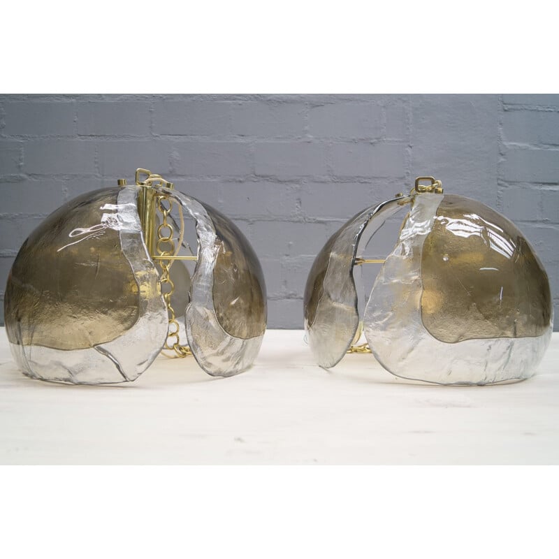 Pair of mid-Century hanging Lamps in Mazzega Glass from Kaiser Leuchten - 1960s
