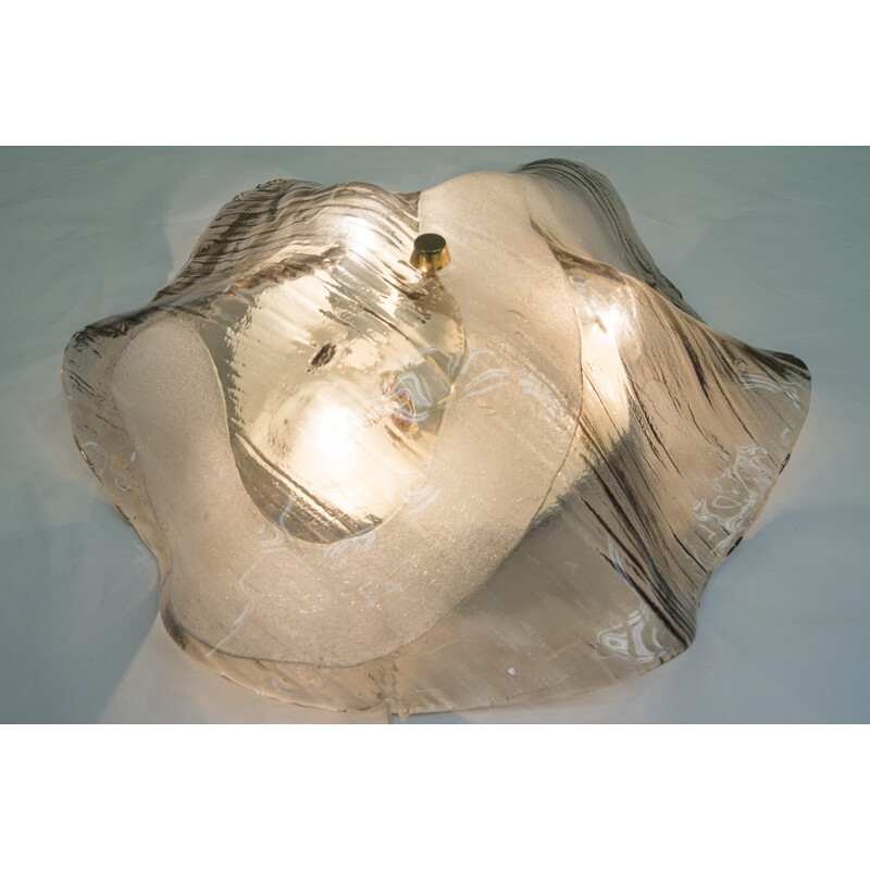 Large 5413 ice glass ceiling lamp from Kalmar - 1960s