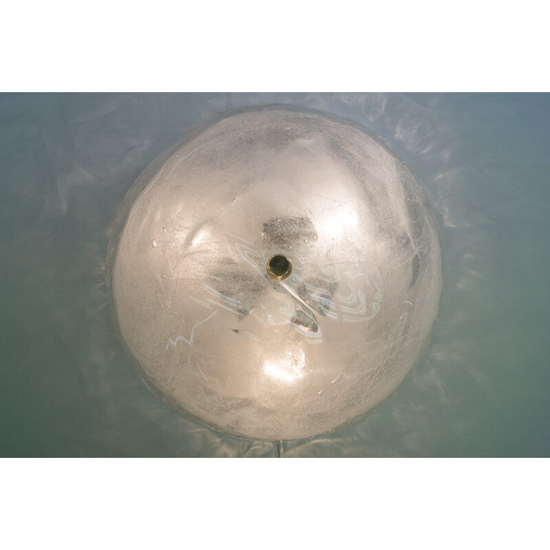 Heavy large 5404 ice glass ceiling lamp from Kalmar - 1960s