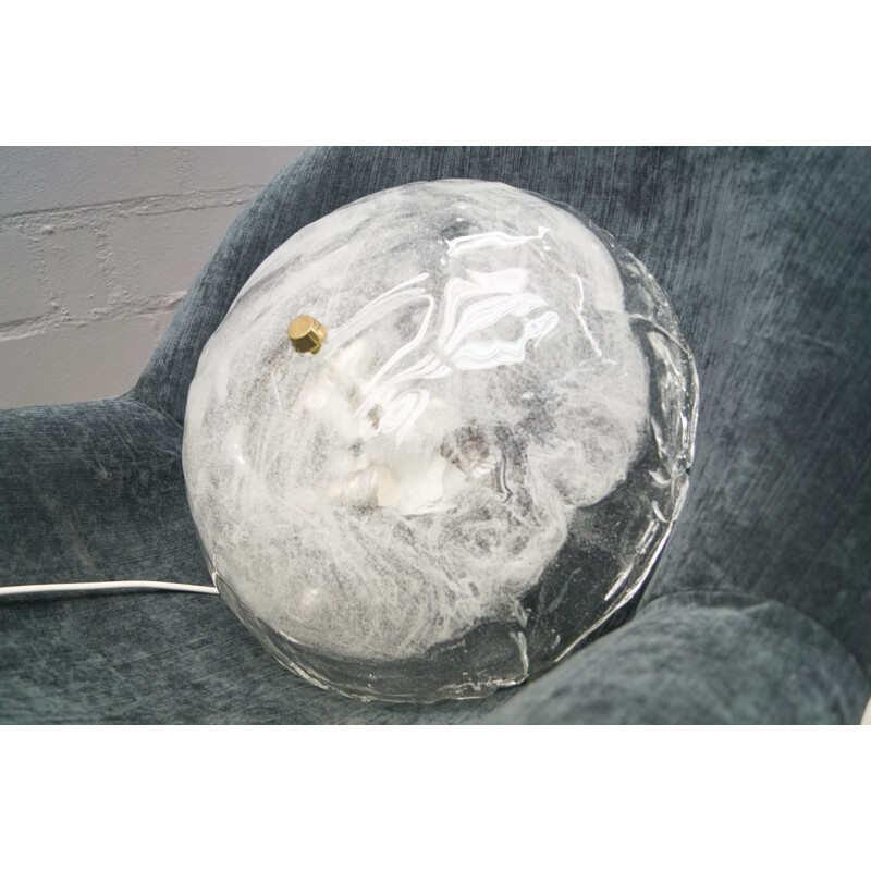 Heavy large 5404 ice glass ceiling lamp from Kalmar - 1960s