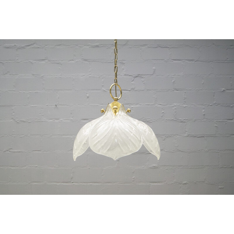 Mid-century murano glass ceiling lamp with 4 leaves from kaiser leuchten - 1960s