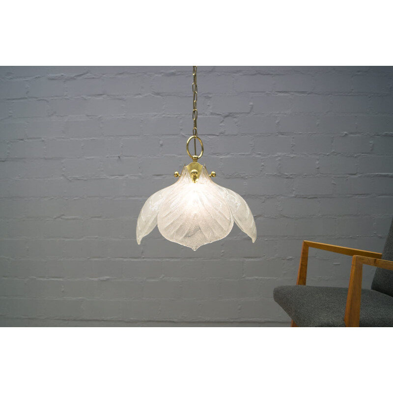 Mid-century murano glass ceiling lamp with 4 leaves from kaiser leuchten - 1960s