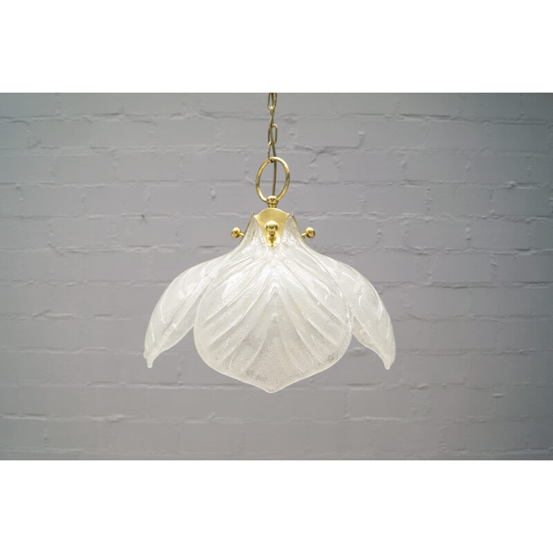 Mid-century murano glass ceiling lamp with 4 leaves from kaiser leuchten - 1960s