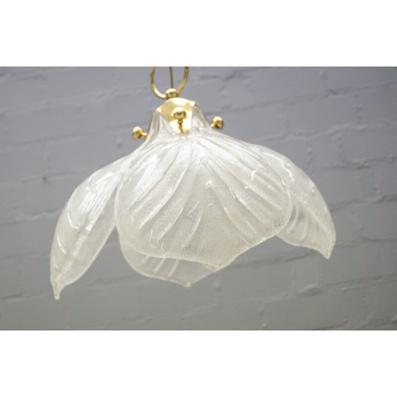 Mid-century murano glass ceiling lamp with 4 leaves from kaiser leuchten - 1960s