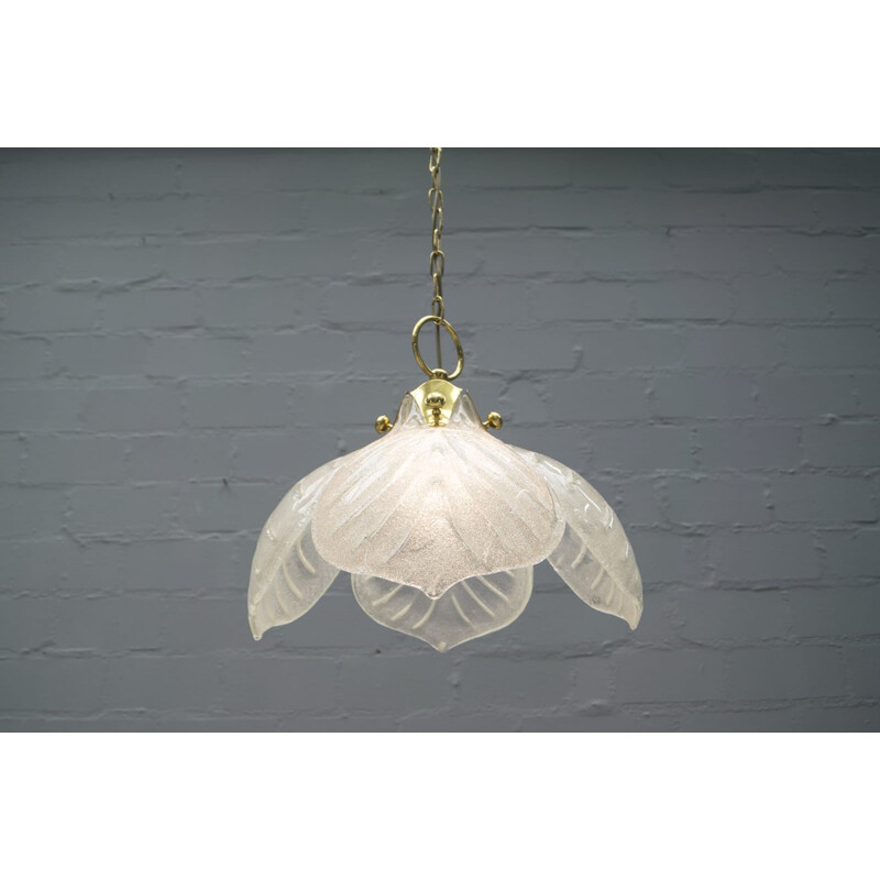 Mid-century murano glass ceiling lamp with 4 leaves from kaiser leuchten - 1960s