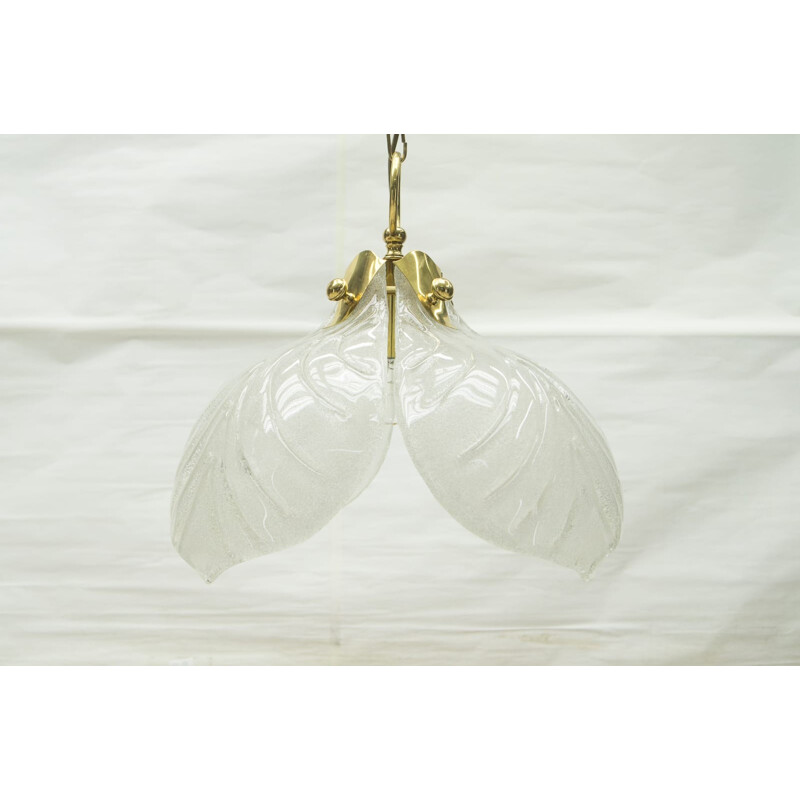 Mid-century murano glass ceiling lamp with 4 leaves from kaiser leuchten - 1960s