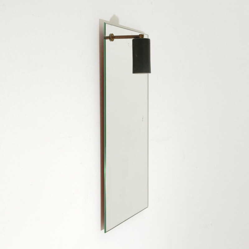 Italian mid-century mirror with wall lamp - 1950s