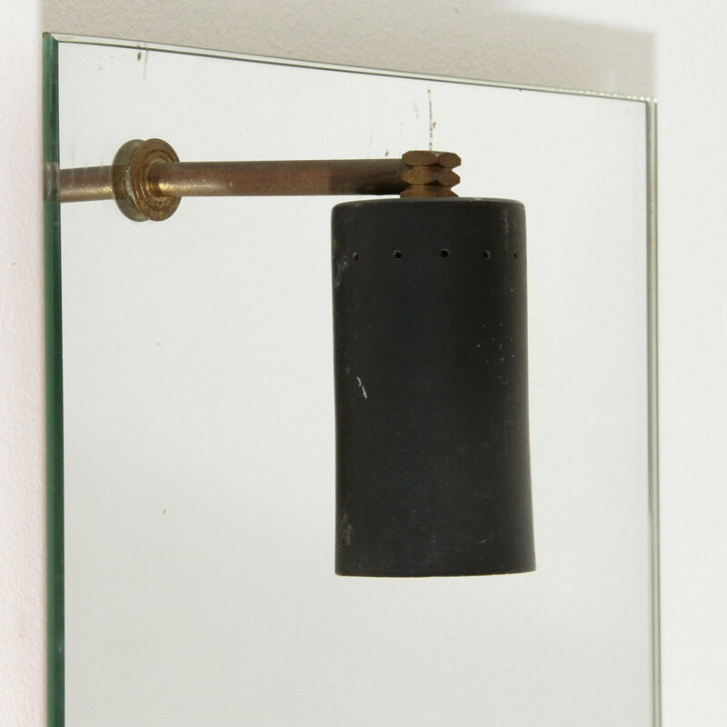Italian mid-century mirror with wall lamp - 1950s