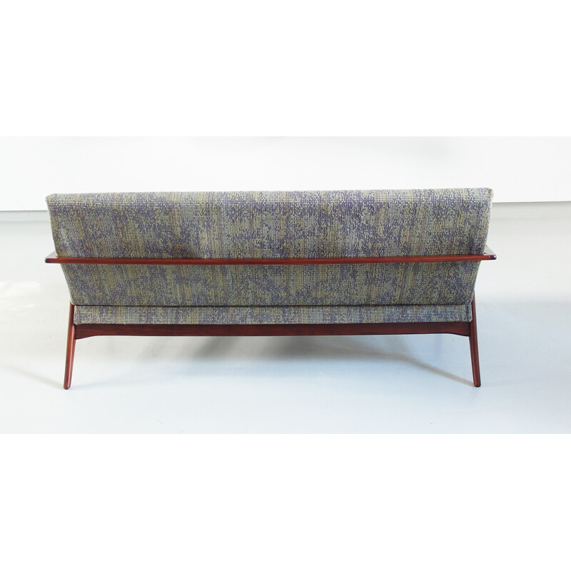 Danish three-seat sofa grey spotted yellow mustard - 1950s